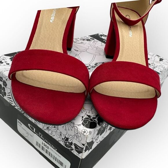 NWT CL By Laundry Womens Jody Super Suede Sandals Ruby Red Size 10M - Picture 2 of 14